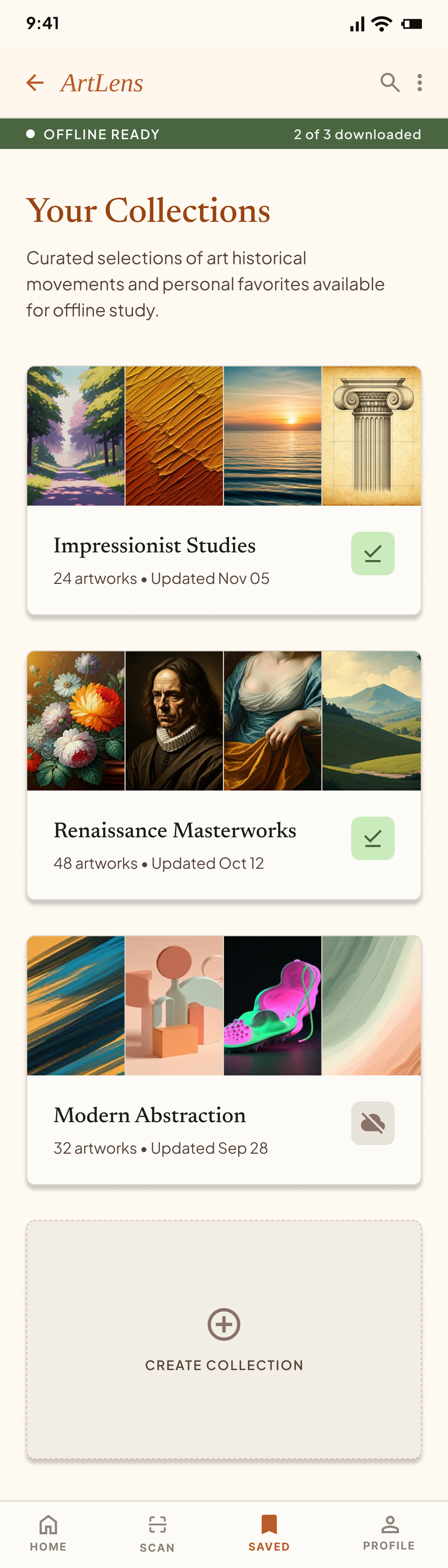 ArtLens hi-fi screen — Collections